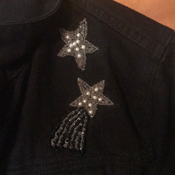 denim jacket with beaded design - Picture 3 of 5